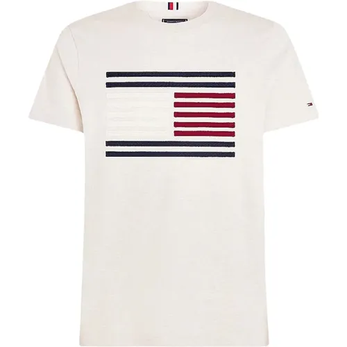 T-Shirts, male, , Size: L Maxi Grosgrain Flag Men's T-shirt - Tommy Hilfiger - Modalova