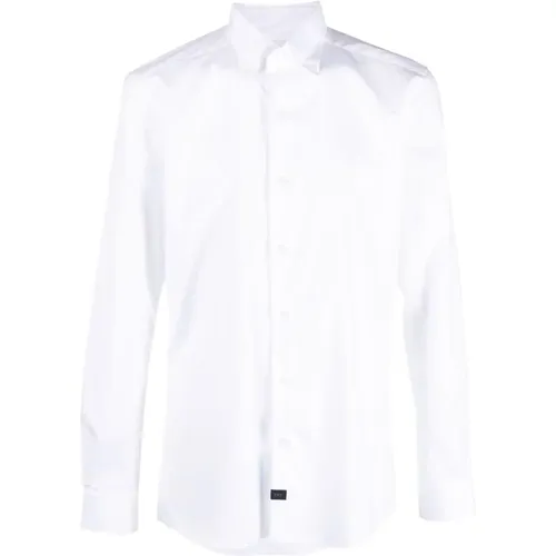 Weißes Stretch-Shirt mit Logo-Tag , Herren, Größe: 2XL - Fay - Modalova