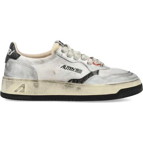 Vintage Low Top Silber Weiße Sneakers , Damen, Größe: 36 EU - Autry - Modalova