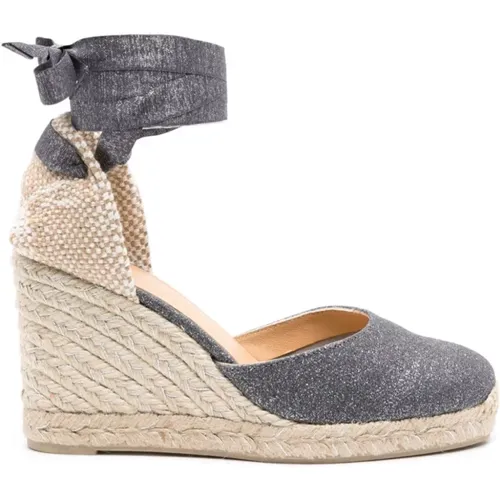 Grey Glitter Sandals with Wedge Heel , female, Sizes: 5 UK, 7 UK, 8 UK, 6 UK, 4 UK, 3 UK - Castañer - Modalova