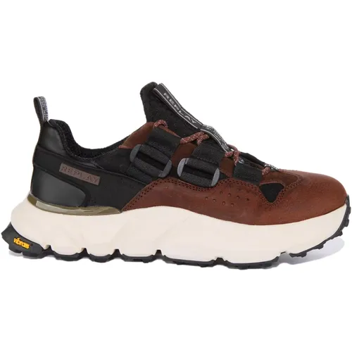 Laguna Black Brown Leather Trainers , male, Sizes: 10 UK, 9 UK, 11 UK, 8 UK - Replay - Modalova