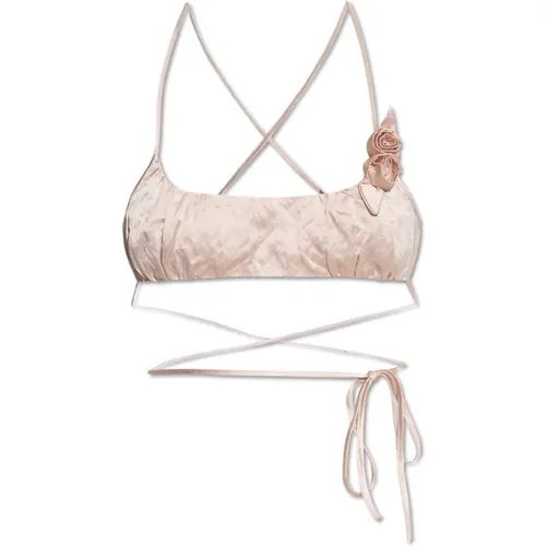 Sleeveless Tops, female, , Size: S Satin top with appliqué - Blumarine - Modalova