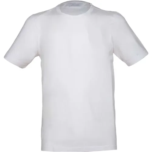 Vintage weißes Baumwoll-T-Shirt mit seitlichen Öffnungen,Weiße Crepe Baumwoll-T-Shirt mit Seitenschlitzen - Gran Sasso - Modalova