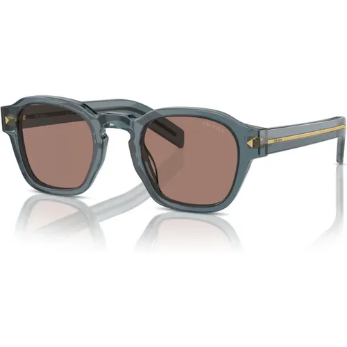 Stylish Sunglasses in Light Grey/Brown , male, Sizes: 49 MM - Prada - Modalova