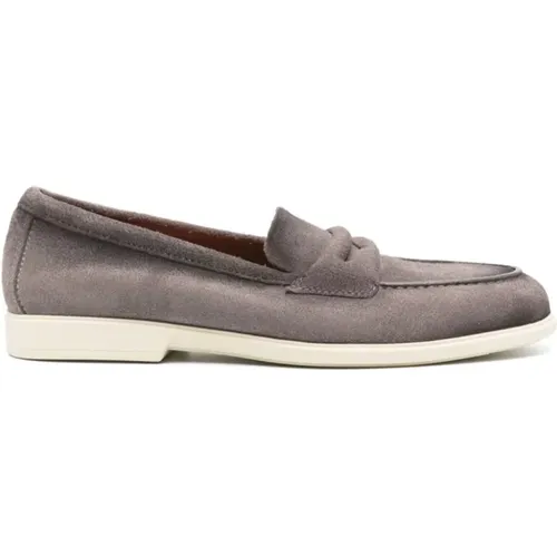 Graue Wildleder Slip-On Sneakers , Herren, Größe: 42 1/2 EU - Santoni - Modalova