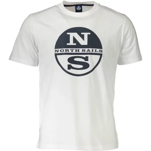Weißes Baumwoll-T-Shirt mit Druck und Logo , Herren, Größe: 2XL - North Sails - Modalova