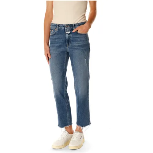 Straight Fit Jeans mit mittlerer Leibhöhe , Damen, Größe: W27 L32 - closed - Modalova