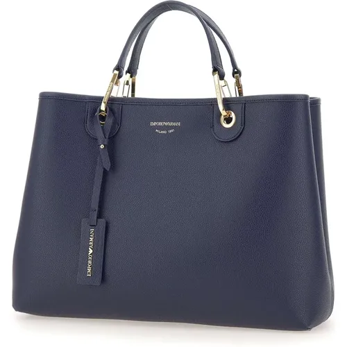 Vegane Lederhandtasche, Blau Hirschdruck - Emporio Armani - Modalova