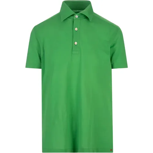 Grünes Baumwoll-Piqué Polo-Shirt , Herren, Größe: M - Kiton - Modalova