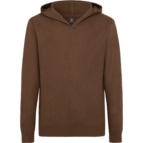 V-Ausschnitt Hoodie aus Merinowolle , Herren, Größe: XL - Boggi Milano - Modalova