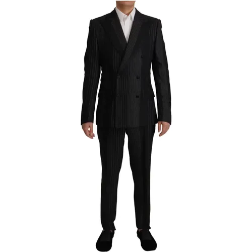 Single Breasted Suits, male, , Size: M Stripes Rayon Formal 2 Piece Suit - Dolce & Gabbana - Modalova