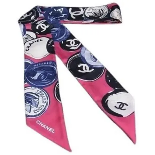 Pre-owned Scarves, female, , Size: ONE SIZE Pre-owned Silk Scarf - Chanel Vintage - Modalova