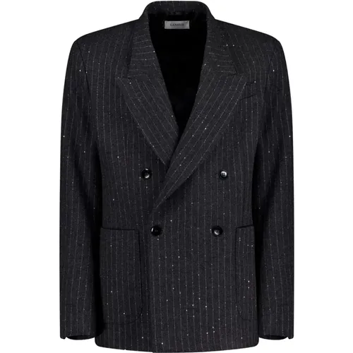 Blazers, male, , Size: S Pinstripe Double Breasted Jacket - Laneus - Modalova