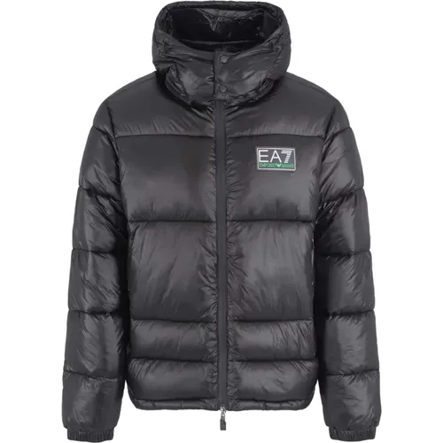 Schwarze Bomberjacke mit Logopatch - Emporio Armani EA7 - Modalova