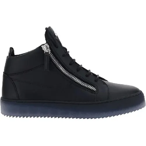Leather Sneakers with Zip Closure , male, Sizes: 5 1/2 UK, 5 UK - giuseppe zanotti - Modalova