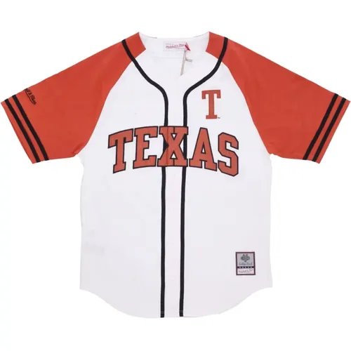 Sportswear, male, , Size: M White Ncaa Baseball Jersey with Texas Longhorns Logo - Mitchell & Ness - Modalova