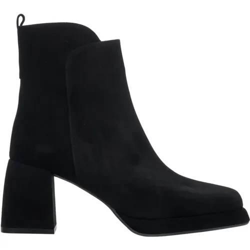 Women`s Block Heel Ankle Boots made of Genuine Velour Er00113885 , female, Sizes: 6 UK - Estro - Modalova