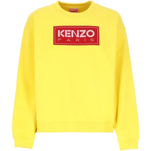 Goldener Sweater mit Paris Logo Patch , Damen, Größe: L - Kenzo - Modalova