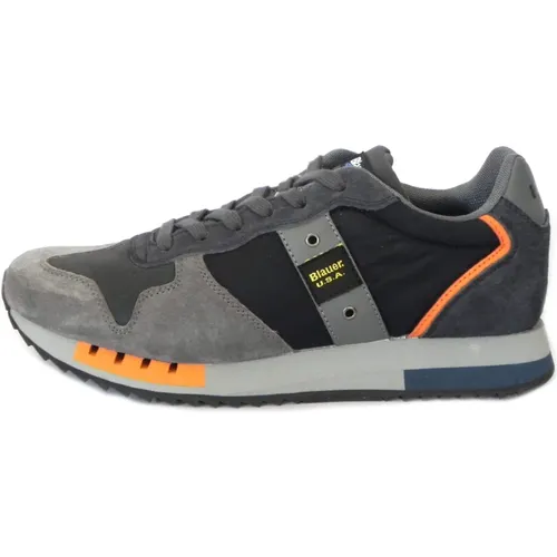 Blue/Grey Suede Sneakers , male, Sizes: 10 UK - Blauer - Modalova