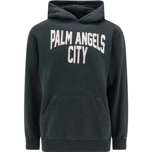 Hoodies, male, , Size: M Grey Hooded Sweatshirt - Palm Angels - Modalova