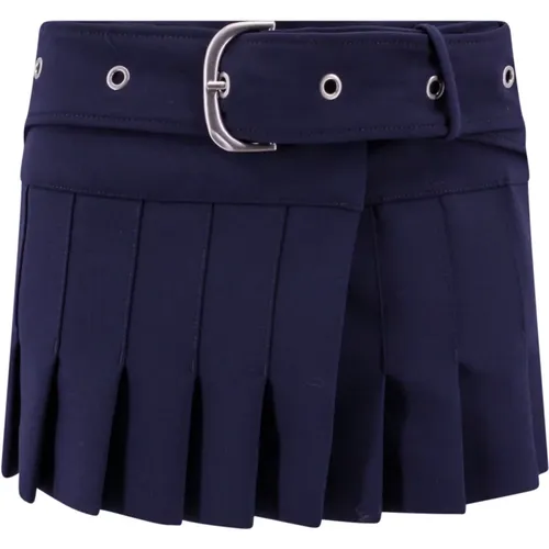 Stylish Mini Skirt with Belt and Metal Buckle , female, Sizes: S - Off White - Modalova