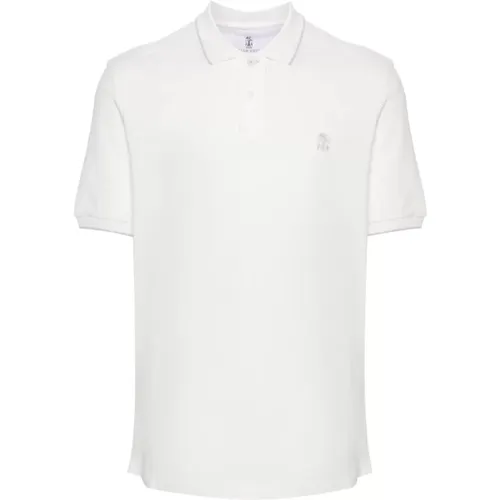Weißes Polo-Shirt mit Logo - BRUNELLO CUCINELLI - Modalova