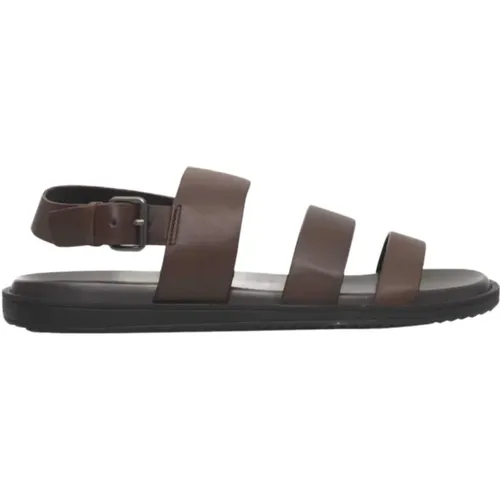 Flat Sandals, male, , Size: 7 US Flat Leather Sandals Wide Straps Buckle Closure - Cerruti 1881 - Modalova