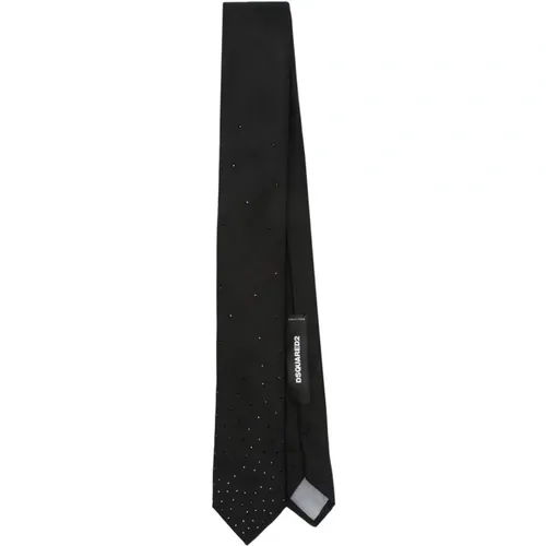 Schwarze Strass Krawatte Eleganter Stil , Herren, Größe: ONE Size - Dsquared2 - Modalova