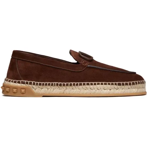 Loafers, male, , Size: 10 US Suede Espadrilles with VLogo Signature - Valentino Garavani - Modalova