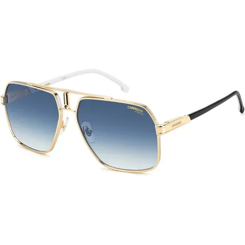 Sunglasses, male, , Size: 62 MM Gold/Dark Blue Shaded Sunglasses - Carrera - Modalova