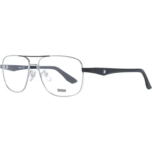 Glasses, male, , Size: ONE SIZE Square Aviator Eyeglasses Silver Black - BMW - Modalova