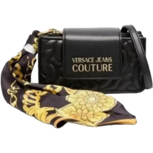 Gesteppte Schultertasche mit Kettenmuster und abnehmbarem Schal - Versace Jeans Couture - Modalova