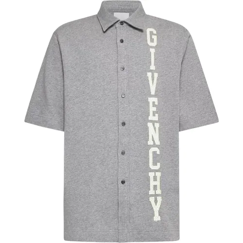 Short Sleeve Shirts, male, , Size: M Light Melange Cotton Jersey Half-Sleeved Shirt - Givenchy - Modalova