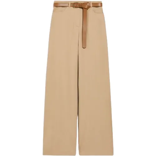 Wide Leg Cotton Linen Trousers , female, Sizes: S, 2XS, 3XS, XS - Max Mara Studio - Modalova