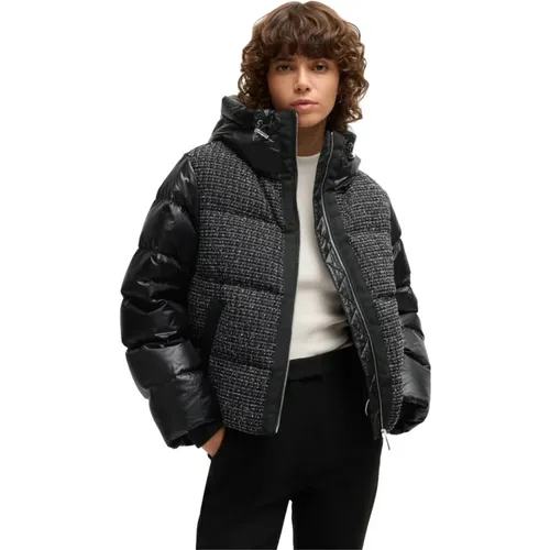 Kurze gesteppte Jacke mit Tweed-Effekt , Damen, Größe: L - Hugo Boss - Modalova