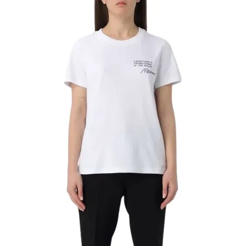 Weißes T-Shirt mit Großbuchstaben , Damen, Größe: M - Moschino - Modalova