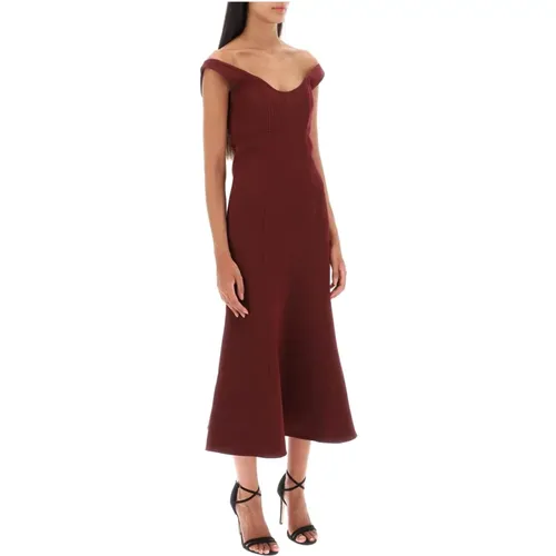 Midi-Kleid aus Wolle und Seide mit Off-Shoulder , Damen, Größe: 2XS - Roland Mouret - Modalova