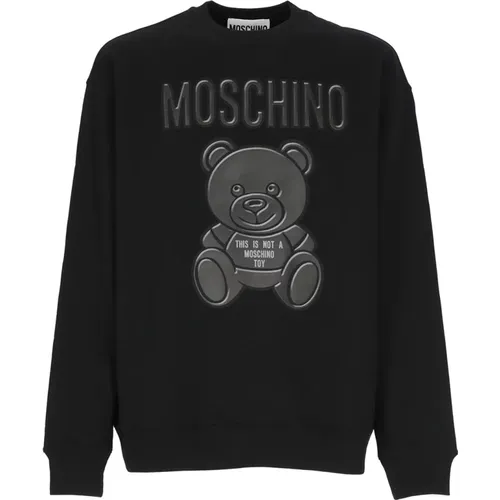 Schwarzer Baumwollpullover mit Teddy-Print - Moschino - Modalova