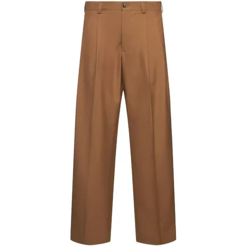 Wide Trousers, male, , Size: L Flannel Pants in Camel Wool - Laneus - Modalova