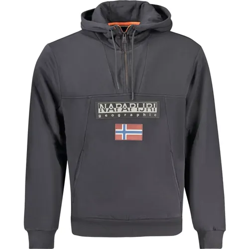 Hoodies, male, , Size: M Hooded Sweatshirt with Half Zip - Napapijri - Modalova