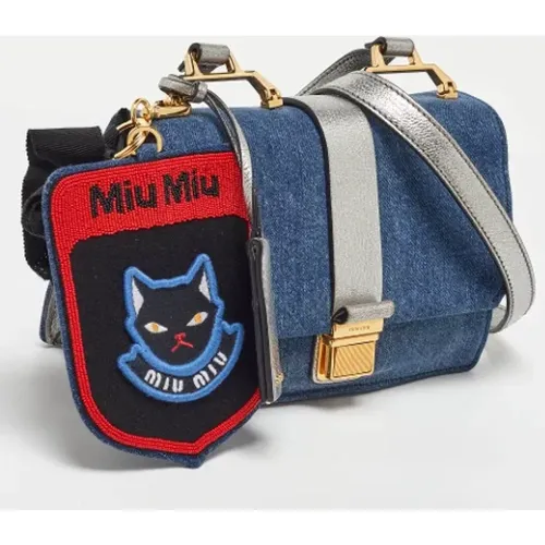 Pre-owned Cross Body Bags, female, , Size: ONE SIZE Pre-owned Denim shoulder-bags - Miu Miu Pre-owned - Modalova