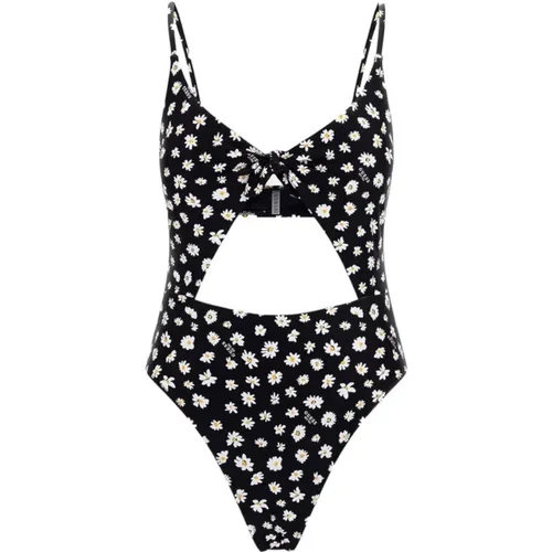 Floral Print Swimsuit with Logo Lettering , female, Sizes: M, S, L - Guess - Modalova