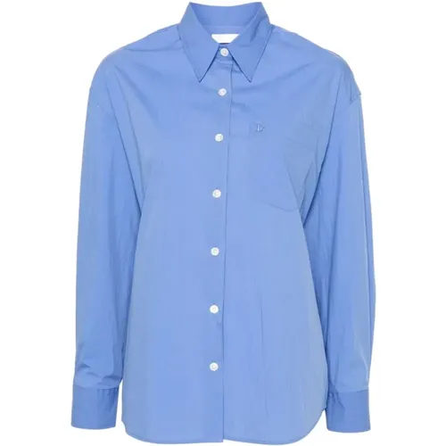 Blaues Hemd aus Baumwollmischung mit Besticktem Logo - LOW Classic - Modalova