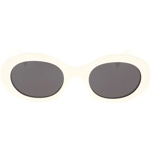Oval Sunglasses with Ivory Acetate Frame and Gray Organic Lenses , unisex, Sizes: 52 MM - Celine - Modalova