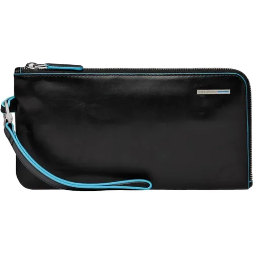 Wallets & Cardholders, male, , Size: ONE SIZE Leather Wristlet Clutch Handbag - Piquadro - Modalova