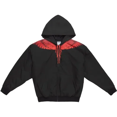 Hoodies, male, , Size: M Red Icon Wings Hoodie - Marcelo Burlon - Modalova