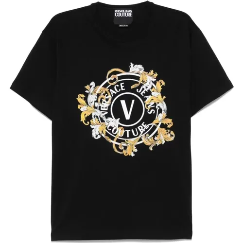T-Shirts, male, , Size: 2XL Crew Neck Short Sleeves T-shirt - Versace Jeans Couture - Modalova