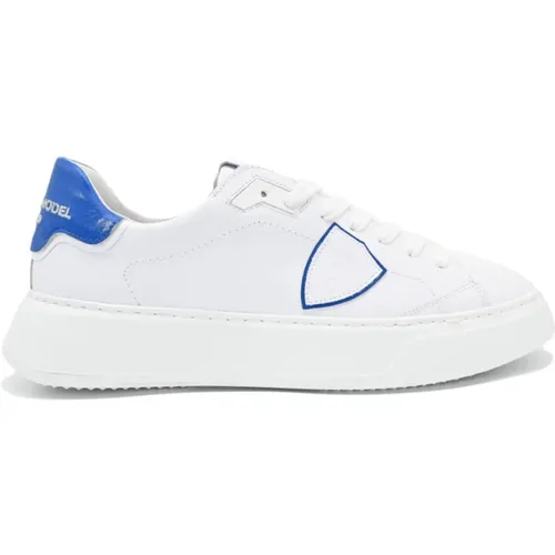 Sneakers, male, , Size: 7 US Vintage Temple Low Sneakers in Blanc Bluette - Philippe Model - Modalova