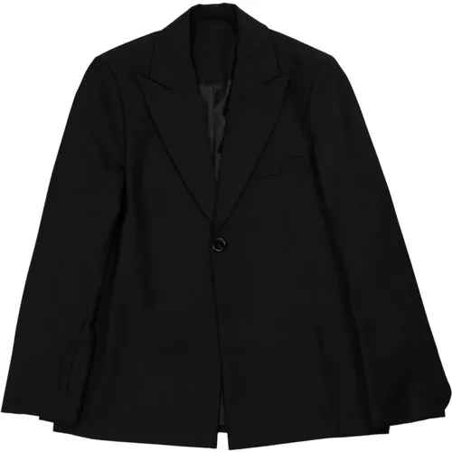 Blazers, male, , Size: L Wool Blazer Peak Lapel - Séfr - Modalova