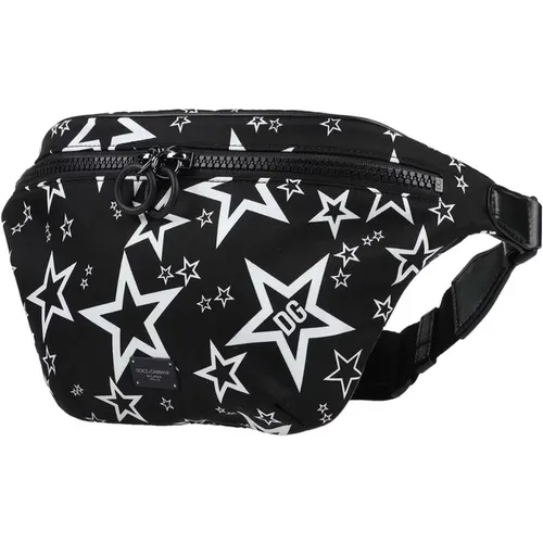 Belt Bags, male, , Size: ONE SIZE Star Print Fanny Pack with Star Print - Dolce & Gabbana - Modalova